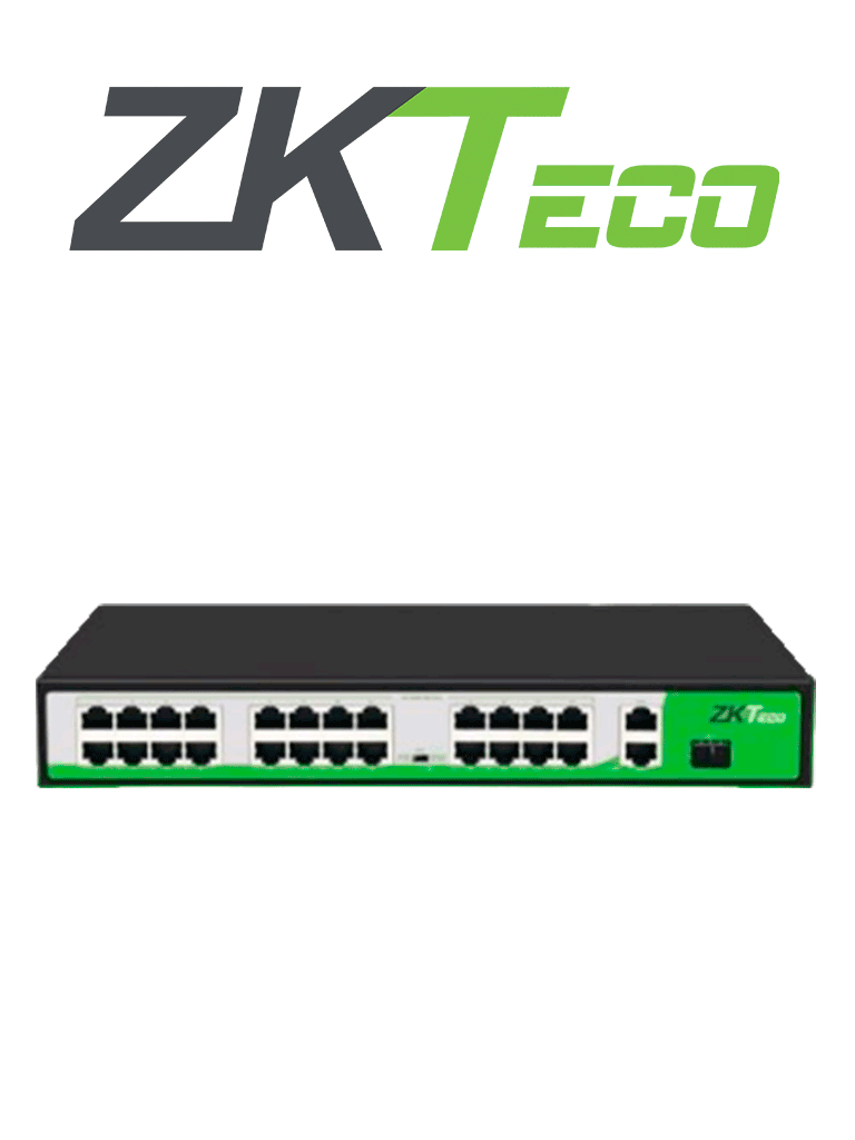 ZKTECO PE242300C - Switch de 24 Puertos Fast Ethernet PoE , Estándar AF - AT , 2 Puertos RJ45 10/100/1000M + 1 Puerto SFP*1000 , PoE+ hasta 30W por puerto , 250 mts sobre UTP CAT 6 #HD1