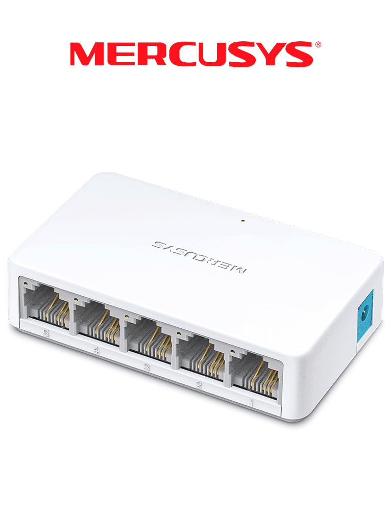 [MS105] MERCUSYS MS105 - Switch no administrable para escritorio con 5 puertos 10/100 Mbps, diseño compacto y función Plug and Play. #MER4