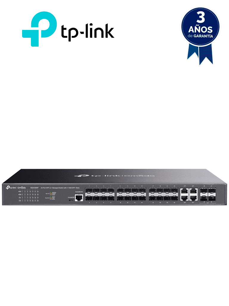 [TL-SG3428XF] TP-LINK - TL-SG3428XF - Switch TP-Link JetStream TL-SG3428XF, 24 Puertos L2+ SFP y 4 puertos SFP+ 10G