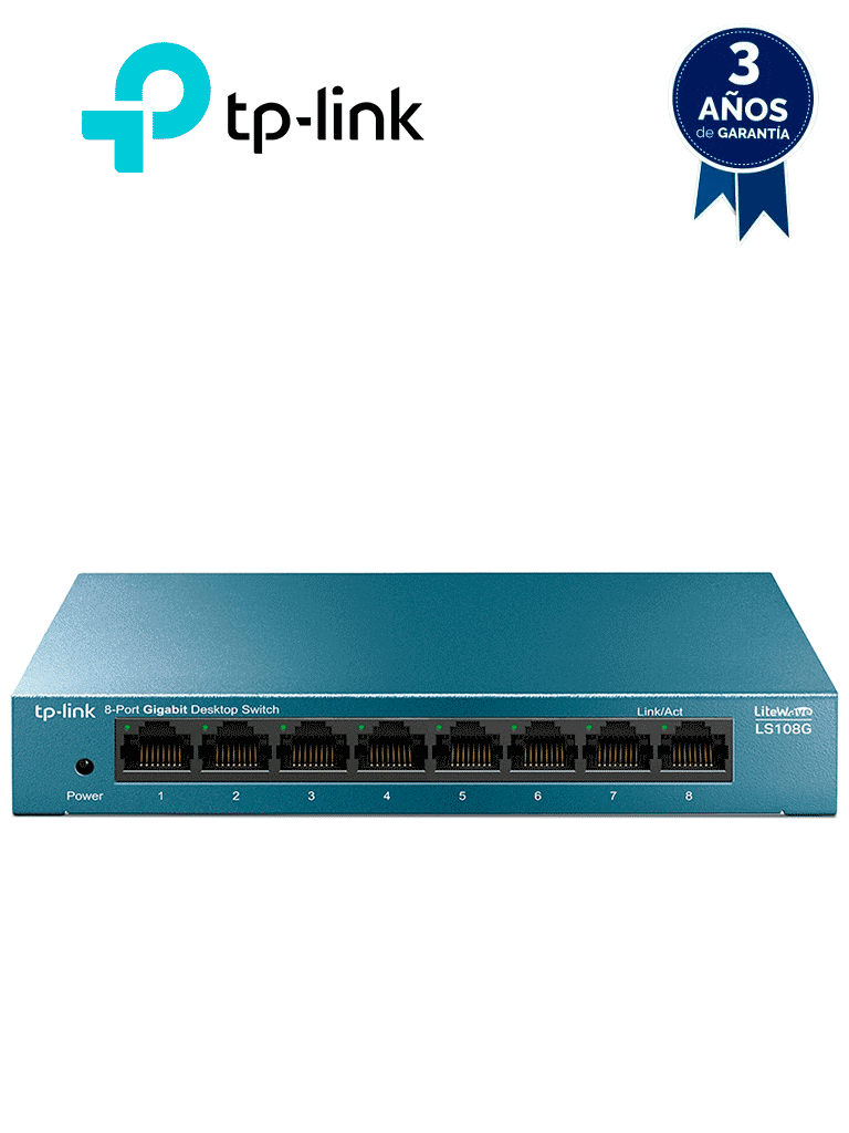 [LS108G] TP-LINK LS108G - Switch de escritorio Gigabit de 8 puertos 10/100/1000Mbps y carcasa metálica.