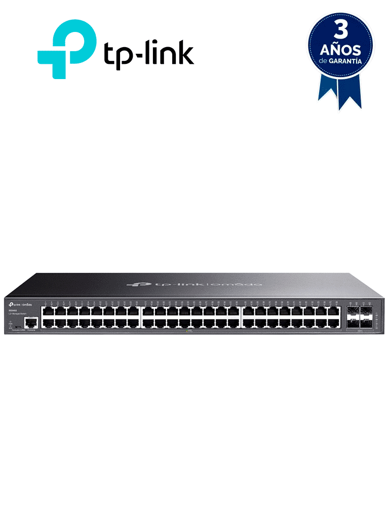 [SG3452] TP-LINK SG3452 - Switch Omada SDN administrable con 48 puertos Gigabit y 4 puertos SFP, funciones sFlow, QinQ y QoS, administración centralizada OMADA.
