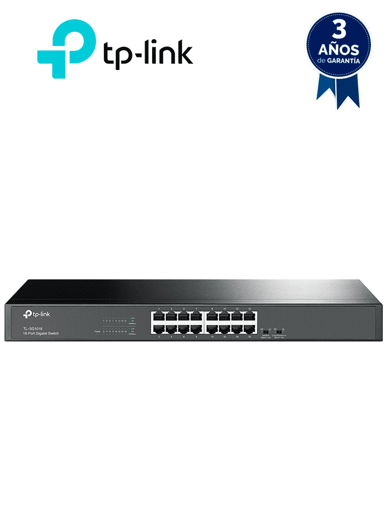 [TL-SG1016] TP-LINK TL-SG1016 - Switch Gigabit no administrable de 16 puertos 10/100/1000 Mbps para rack