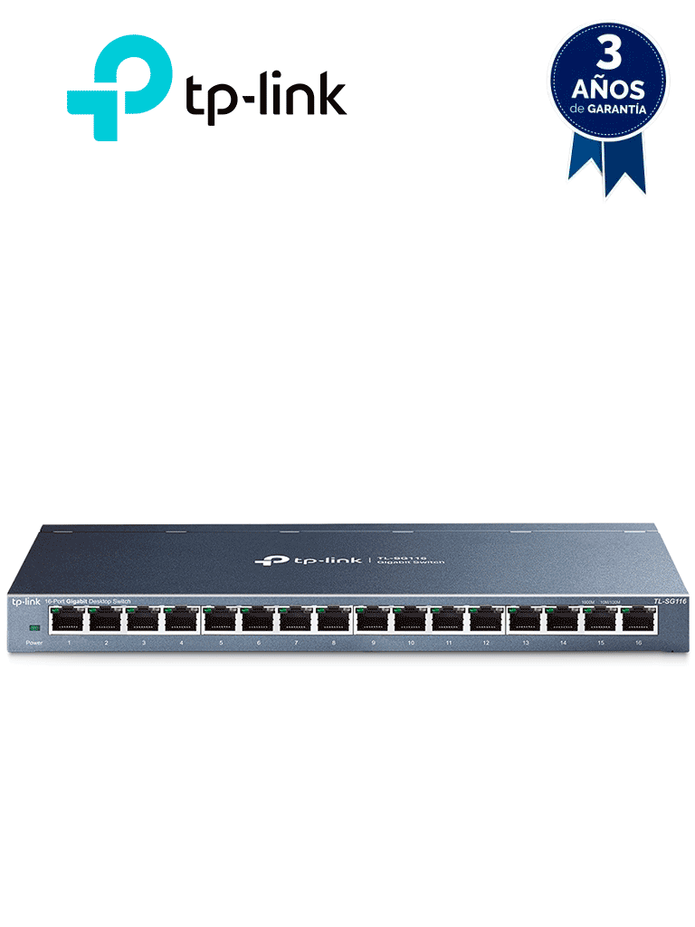 [TL-SG116] TP-LINK TL-SG116 -Switch Gigabit no administrable de 16 puertos 10/100/1000 Mbps para escritorio