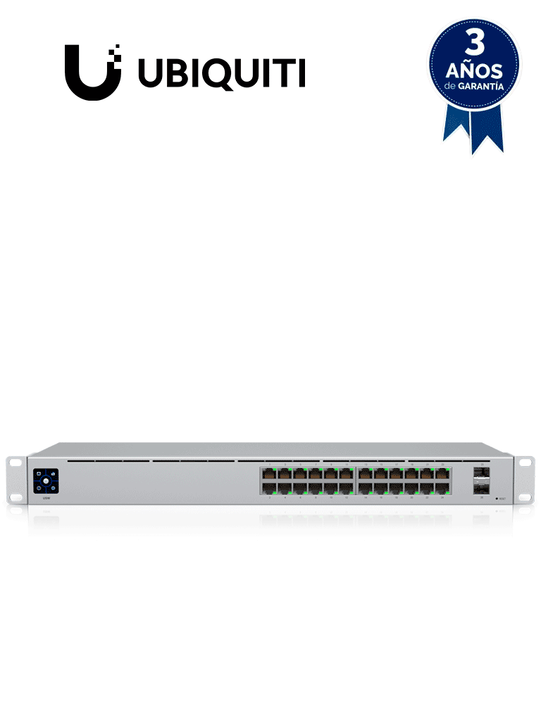 UBIQUITI USW-24 UniFi Switch Capa 2 de 24 puertos 10/100/1000 Mbps más 2 puertos 1G SFP, con pantalla informa#ENE2
