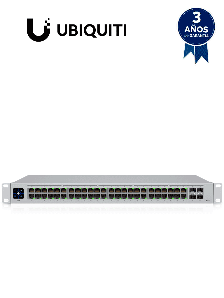 [USW-48] UBIQUITI USW-48 UniFi Switch Capa 2 de 48 puertos 10/100/1000 Mbps más 4 puertos 1G SFP, con pantalla informativa.