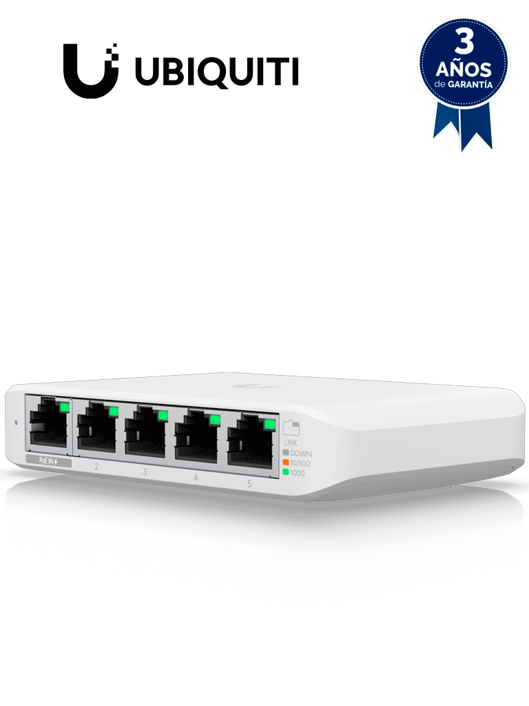 [USW-FLEX-MINI] UBIQUITI USW-FLEX-MINI Switch UniFi Administrable Compacto de 5 Puertos 10/100/1000 Mbps, entrada de PoE 802.3af/at