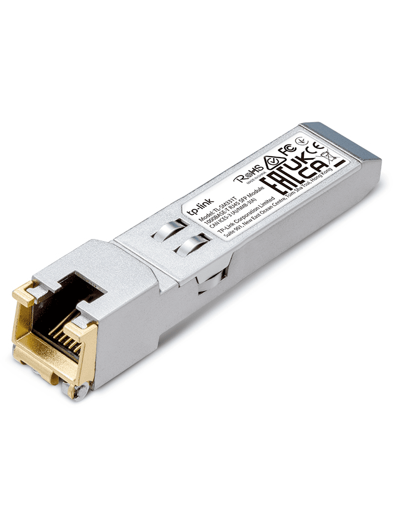 [TL-SM331T] TP-LINK - TL-SM331T / Transceptor mini-GBIC SFP 1000BASE-T RJ45 / Para cable UTP Cat 5e o superior con alcance de hasta 100 m / Rango de temperatura de funcionamiento desde 0° hasta 70° C