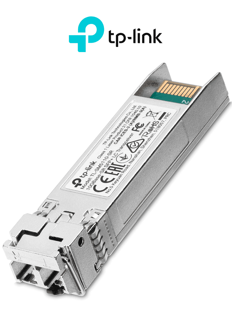 TP-LINK - TL-SM5110-SR / Transceptor mini-GBIC SFP LC 10GBase-SR SFP+ / Multimodo / Admite Conexiones Ethernet 10G full dúplex de hasta 300m / 33m con cables de fibra de 50/125 µm1