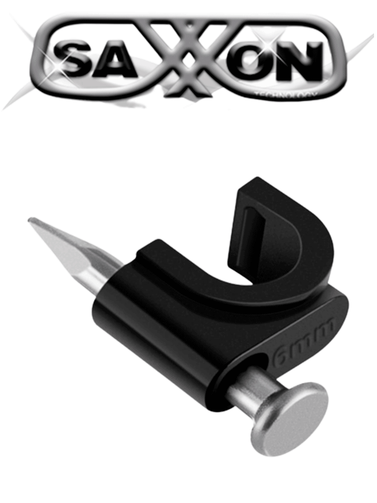 [GRA-955N] SAXXON GRA955N- Bolsa de 50 grapas de pared/ Color negro/ Diametro: 6mm / Con clavo de 3/4 para concreto de alta resistencia