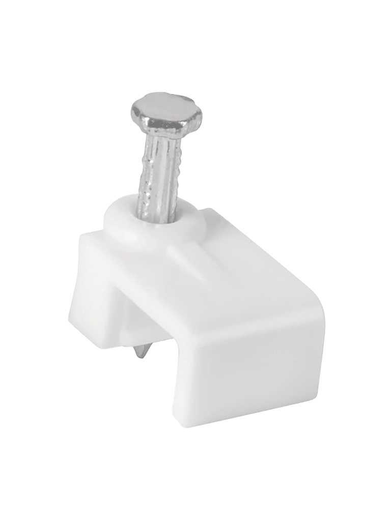 [LMG-NCC-5mm-WQ100] TCE LMG-NCC-5mm-WQ100 - Grapa cuadrada de pared / medida interna 5 mm / Altura 6 mm / Color blanco / Bolsa de 100 piezas #GRAPA