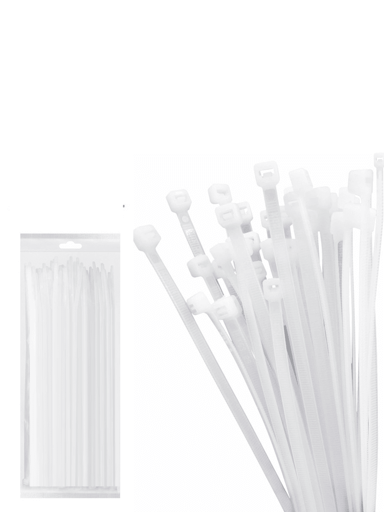 TCE LMG-SZS3X100B - Cincho de Nylon Color Blanco, Bolsa con 100 piezas, Medida 2.5mm Ancho X 100mm Largo, Certificación UL 94V-2