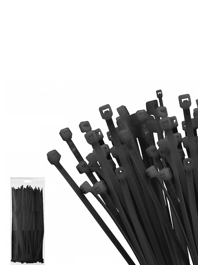 TCE LMG-SZS4X200N - Cincho de Nylon Color Negro, Bolsa con 100 piezas, Medida 3.6mm Ancho X 200mm Largo, Certificación UL 94V-2