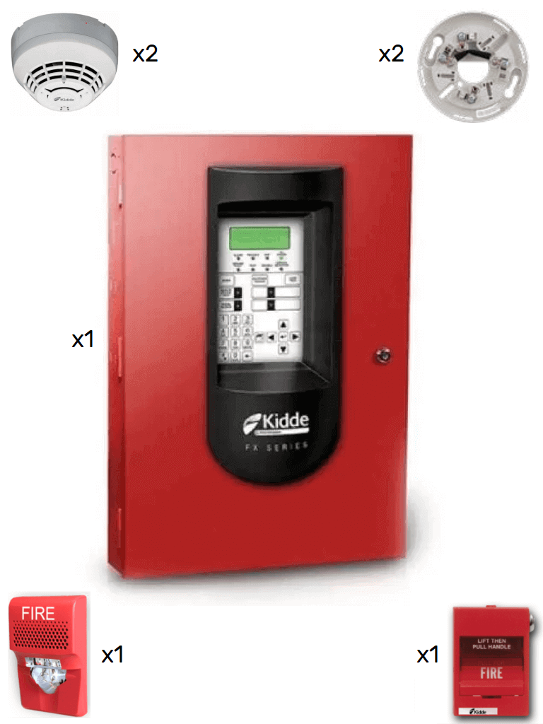 [FX64RSP-KIT2] KIDDE F_FX64RSPKIT2 - Panel FX 64 / 2 Detectores de Humo con Bases / 1 Estación Manual / 1 Sirena con Estrobo