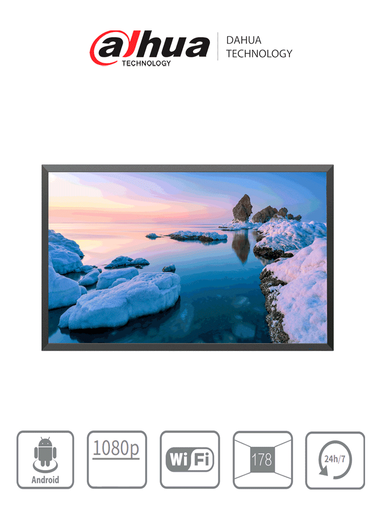 [DHI-LDH43-SAI200KD] DAHUA DHI-LDH43-SAI200KD Pantalla de Señalización para pared 43"/ Panel Grado Industrial/ Carcasa Metálica/ Procesador 4 núcleos