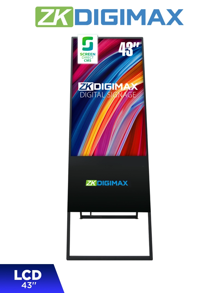 [DG03-A2F43] ZKDIGIMAX DG03A2F43 – Pantalla LCD de 43" tipo Banner Vertical, Full HD, Android 11, Brillo 350 nits, Vida útil +30,000 h, Ideal para Publicidad Digital en Retail y Servicios