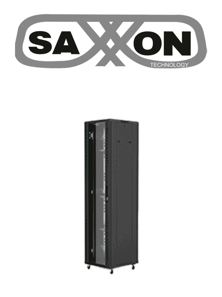 SAXXON SXR37U6637S - Gabinete de Piso color Negro / 37UR / Puerta de Vidrio Templado / Alto 180 cm / Ancho 60 cm / Profundidad 60 cm / Incluye Base con 2 Ventiladores 110V #SXNDESCUENTO