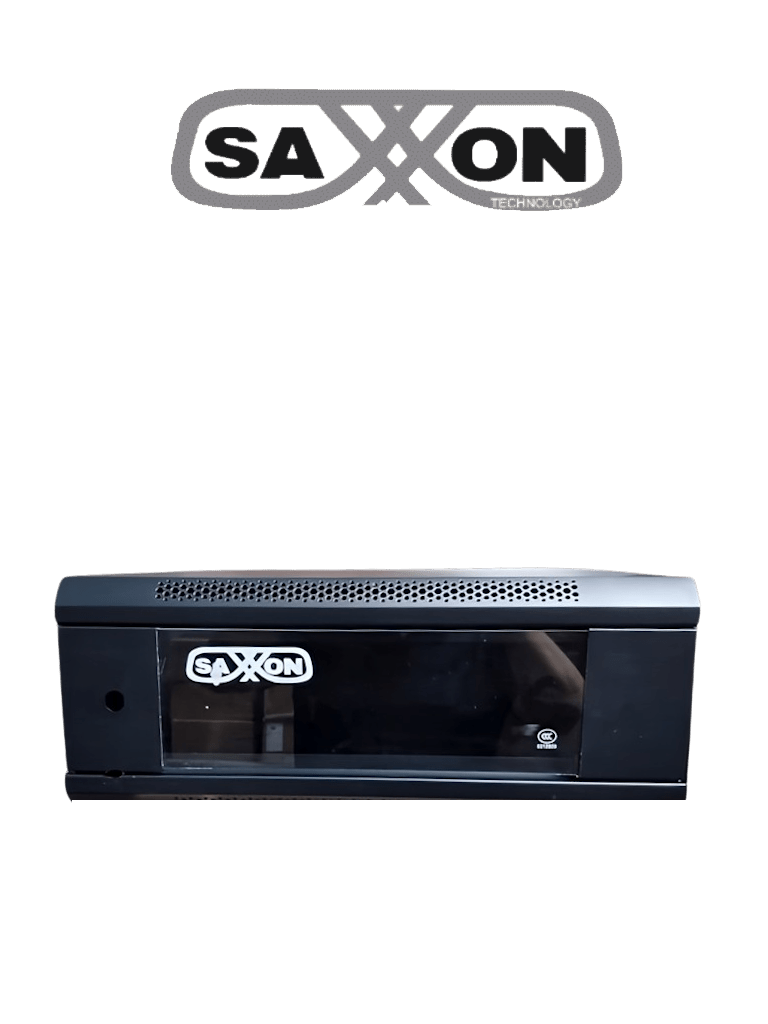 [SX-R4U-5404A] SAXXON SXR4U5404A - Gabinete de Pared Negro / 4 UR / Puerta de Vidrio Templado / Alto 28 cm / Ancho 53 cm / Profundidad 40 cm / Ideal para Grabadores de CCTV