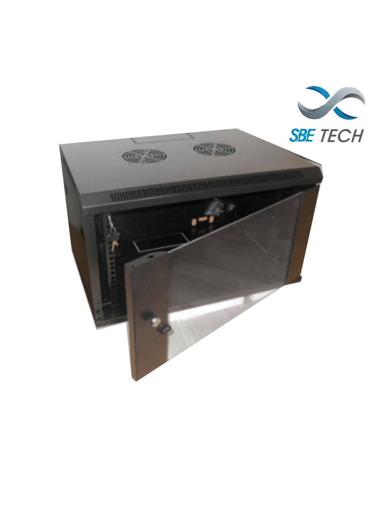 SBE TECH SBE-GNLPAR19X4UR Gabinete de pared 4UR/ 60.0 cm de ancho/ 45.0 cm de profundidad Puerta delantera de cristal templado/ Cerradura y llaves