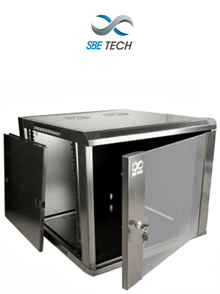 [SBE-GNLPAR12URP] SBE TECH GNLPAR12URP- Gabinete de pared de 12 UR con capacidad de carga de 60 Kg, dimensiones 60x60x64 cm y puerta frontal de cristal templado