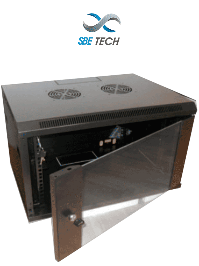 [SBE-GNLPAR6URP] SBE TECH GNLPAR6URP - Gabinete de pared 6UR, 60x60 cm, puerta de cristal templado, cerradura y llaves.