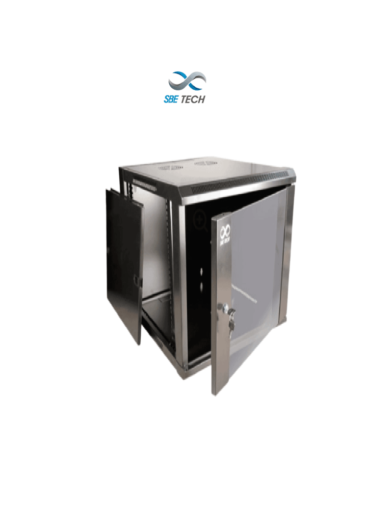 SBE TECH SBE-GNLPAR15URP- Gabinete de pared 15 UR, con capacidad de carga de 30 Kg, 60x60x69.8 cm, con puerta delantera de cristal templado