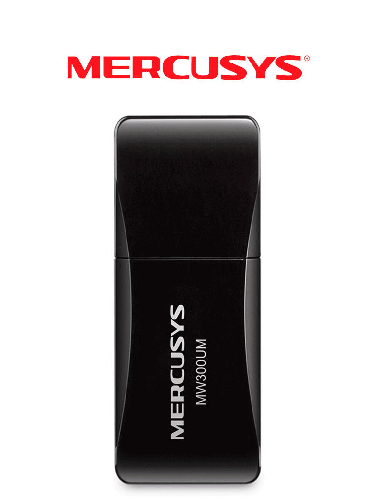 [MW300UM] MERCUSYS MW300UM - Adaptador inalámbrico N, 300 Mbps, 2.4 GHz, 2 antenas internas, diseño portátil #MER79