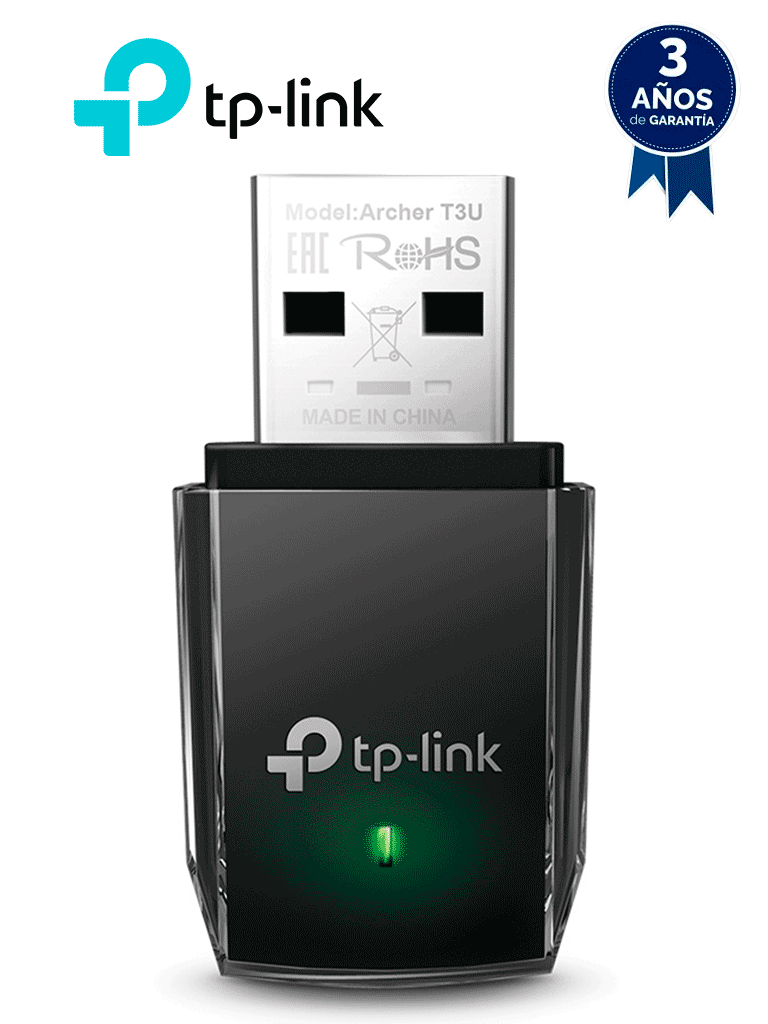 [ARCHERT3U] TP-LINK ARCHER T3U - Adaptador USB Mini Doble Banda Inalámbrico AC1300, AC1300 (400 Mpbs en la banda de 2.4GHz y 867 Mbps en la banda de 5GHz) de velocidad inalámbrica con la próxima generación de Wi-Fi - 802.11ac , MU-MIMO , Puerto USB 3.0. #TP9 #BlackTP