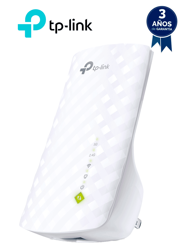 [RE200] TP-LINK RE200 - Repetidor de WiFi doble banda AC750, soporta 802.11 b/g/n y 802.11ac, hasta 750 Mbps, con 1 puerto Ethernet (RJ45) 10/100 Mbps, 3 antenas internas para 2.4GHz y 5GHz.