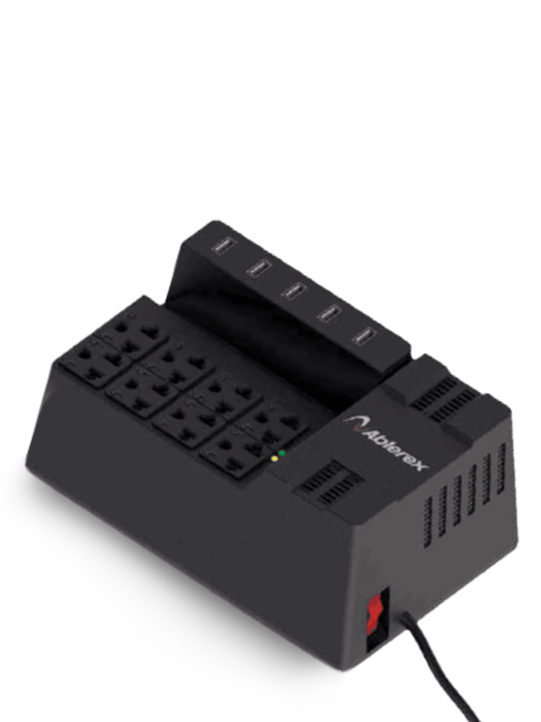 ABLEREX - AB-R1208USB - Regulador 1200VA / 600W / 8 Salidas NEMA 5-15R / 5 USB puertos de carga. #MCI1 #ABLEREXHOT
