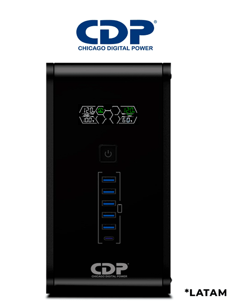 [R-Smart2010] CDP R-Smart2010 - UPS de 2000VA / 1200W con pantalla LCD, 10 terminales de salida: 5 con respaldo y AVR, y 5 con supresión de picos. #CDP-BF
