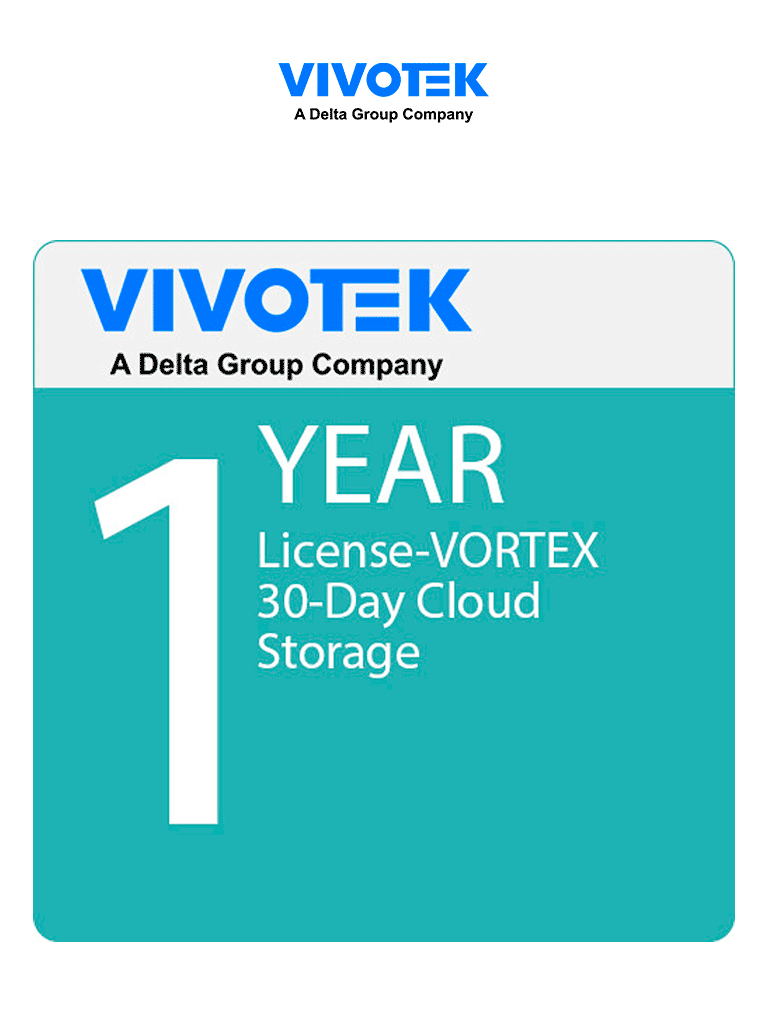 [VX-CS30D-1Y] VIVOTEK VORTEX VX-CS30D-1Y - Licencia VORTEX de Almacenamiento en Nube por 1 Año, 30 dias de Almacenamiento para 1 cámara