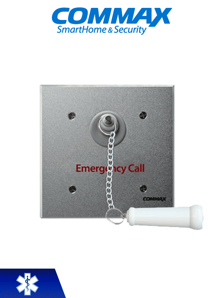 COMMAX ES420 - Botón de emergencia con cadena para sistema de llamado de enfermería / Uso en regaderas, con protección contra agua / Conexión con JNS4CS a 2 hilos / Activa luz de corredor