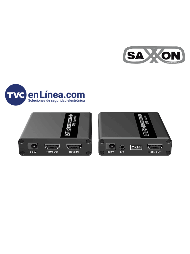 [LKV223] SAXXON LKV223 - Kit extensor de video HDMI/ Resolucion 1080P/ 60 Hz/ Hasta 70 metros con Cat6/ 6A/ 7 Cero latencia/ Loop HDMI/ Soporta HDR/ Infra rojo de 2 vías/ Salida de audio/