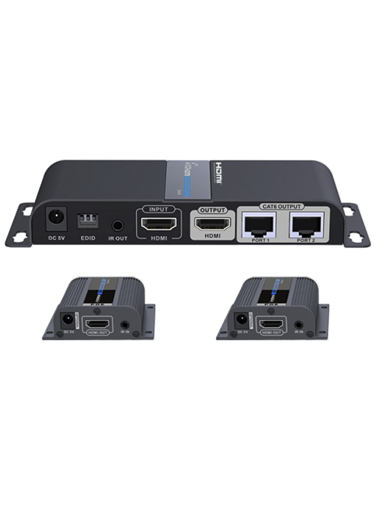 [LKV712pro] SAXXON LKV712PRO- Kit extensor HDMI de 2 Puertos/ Hasta 40 metros/ CAT6/ 6A/ 7/ Resolucion 1080p/ loop HDMI/ Transmisor IR/ Plug and play