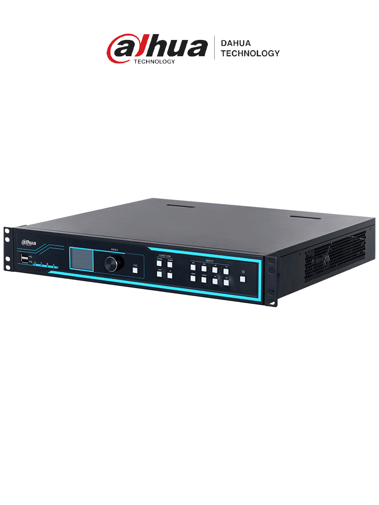 DAHUA DHI-NVD1205DU-4I-8K Decodificador de vídeo IP Ultra HD (8k)/ 12 salidas HDMI/H265+/ H265/ H264/ MJPEG/ HDMI /DVI-I/ Soporta 1/4/6/8/9/16/25/36 y división libre/ RS232, RS485/ Control de pantallas de empalme para zoom/fusión/desplazamiento