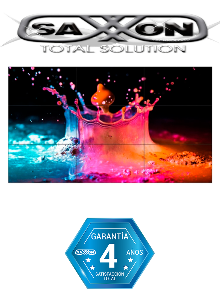 [AN5535B1] SAXXON AN5535B1 - Pantalla LED de 55 pulgadas para video wall / 1080p / Marco ultra delgado 3.5 mm / Brillo 500 CD / M2 / PIP / 1 HDMI / 1 DVI / 1 VGA / 1 B NC /
