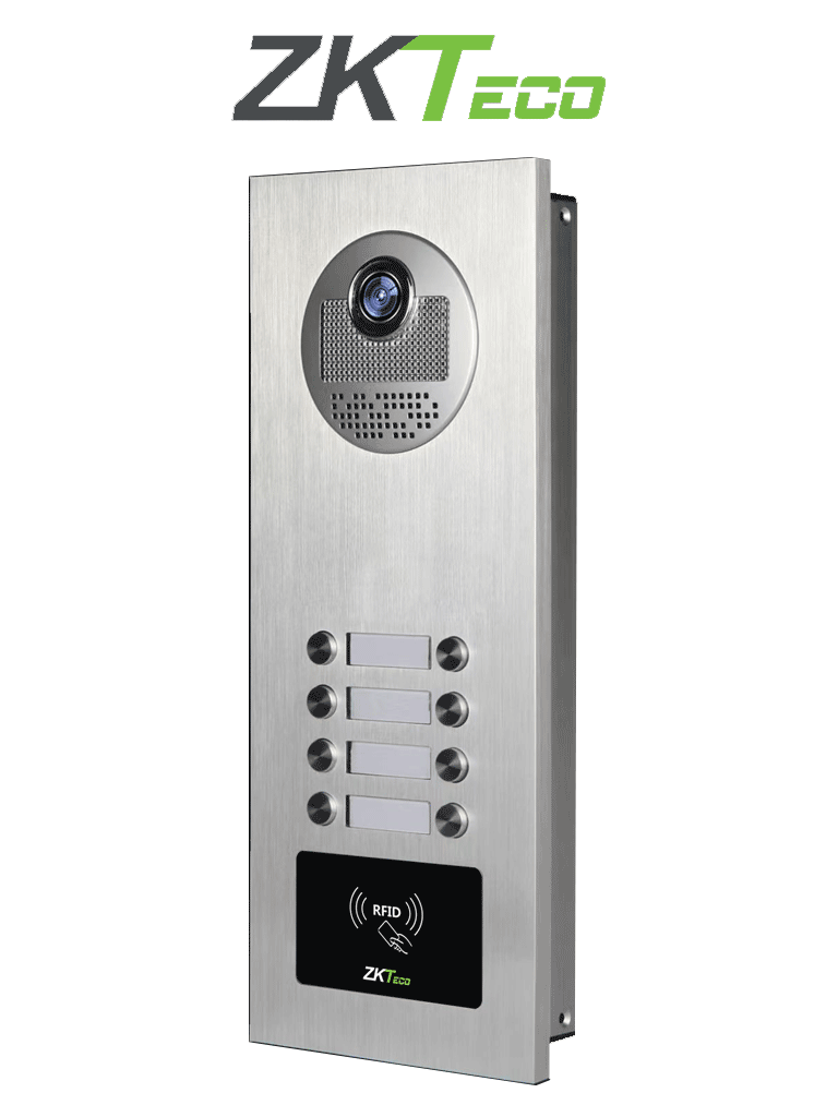 [VE08-A01] ZKTECO VE08A01 - Videoportero Departamental para 8 Monitores / Cámara de 700TVL / Ángulo de Visión 92° / Visión Nocturna / Apertura de Puerta con Tarjeta RFID/ IP54