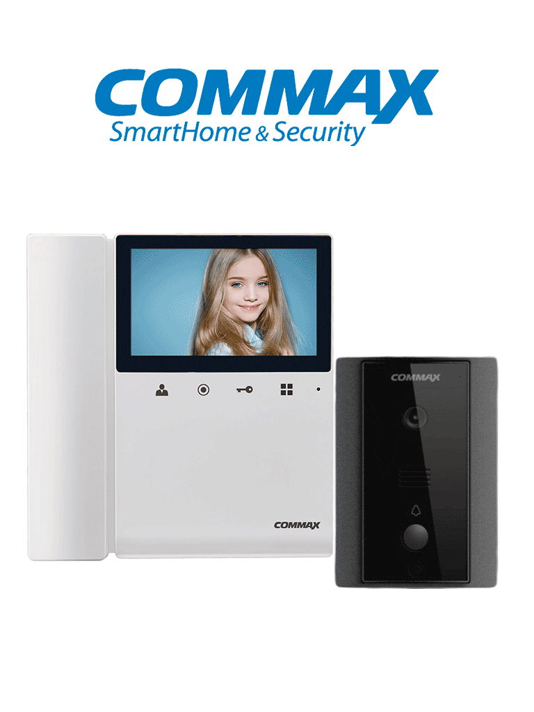 COMMAX CDV43K2DRC4LN - Kit de videoportero Commax a color con monitor de 4.3 pulgadas y auricular, frente de calle, comunicación con audio y video, función de apertura de puerta no requiere configuración #CMX