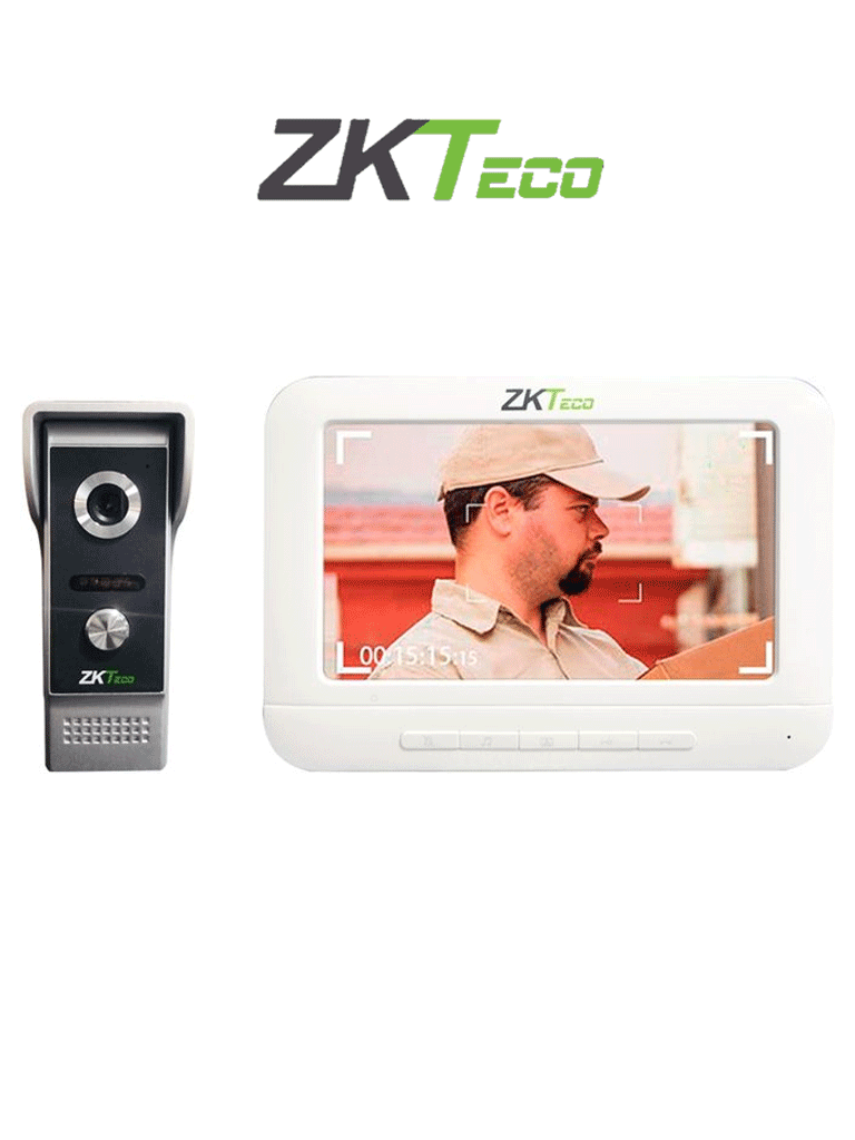 [VDPO3-B3Kit] ZKTECO VDP03B3 Kit - Kit de Videoportero Analógico / Monitor de 7 Pulgadas / Frente de Calle con cámara de 1 MP / Angulo de Visión 87° / Conexión hasta 4 monitores #VIVA #SEPMAI