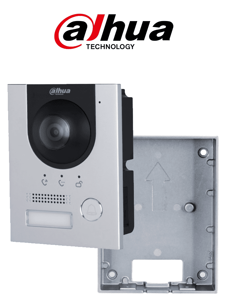[DHI-VTO2201F-P-S2+VTM115] DAHUA Paquete de Frente de calle DHI-VTO2201F-P-S2 IP 2MP/ IK 07/ IP 65/ Control de Cerradura/ Aluminio/ Compatible con App DMSS/ Apertura remota/ Alimentación a 12V+ Caja de insatalación en muro VTM115 de video portero DAHUA