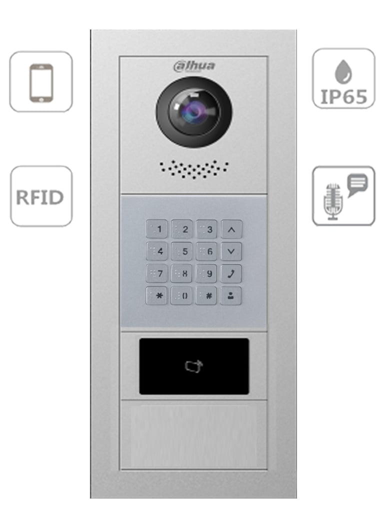 DAHUA PAQVTO4202F - Paquete Modular de Frente de Calle Departamental/ Función P2P/ Cámara de 2 Megapíxeles/ Apertura con Tarjetas Mifare/ Hasta 100 Monitores/ Notificación a APP/ Apertura Remota/ Uso Fraccionamientos/ #EdificioInteligente