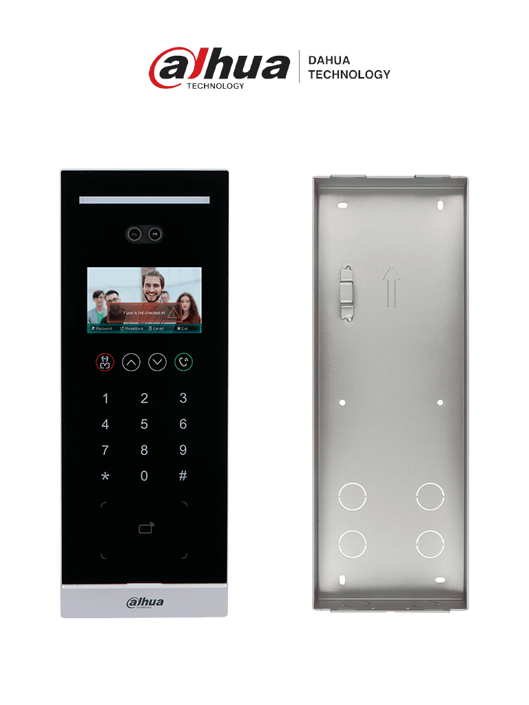 [DHI-VTO6531H+VTM130] DAHUA VTO6531HPAQ - Frente de Calle Departamental IP/ Con reconocimiento de Rostros y Tarjetas/ IP65 Salida de relevador/ Incluye caja de instalación.