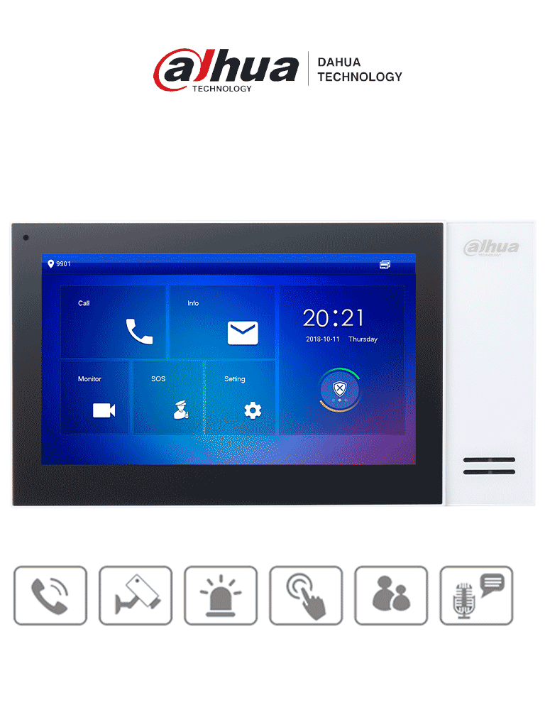 DAHUA VTH2421FW-P - Monitor IP de 7" Serie Pro con pantalla táctil, 8GB de memoria, PoE estándar, ranura MicroSD, admite 9 monitores adicionales, llamada grupal, videos, mensajes y 6 entradas/salidas de alarma #HotSaleDHVDP #VPHS