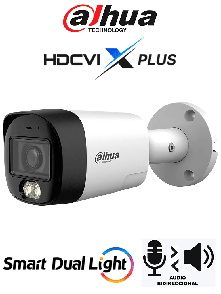 [DH-HAC-HFW1200RMN-IL-T] DAHUA DH-HAC-HFW1200RMN-IL-T - Cámara Bullet de 2 MP/ HDCVI X PLUS/ Audio Bidireccional/ Iluminación Dual Inteligente Hasta 30m/ Iluminación Mediante IR & Luz Cálida/ Reducción de Ruido 3D NR/ Metálica