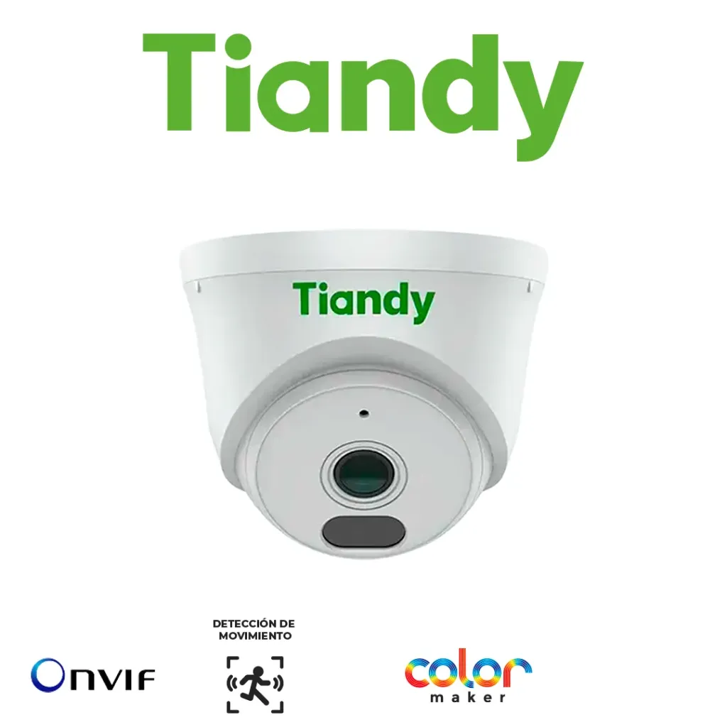 Cámara Domo IP PoE TIANDY 2MP ColorMaker 2.8MM IR 30M Micrófono