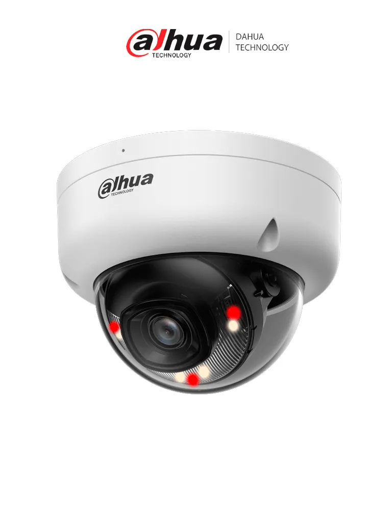 [DH-IPC-HDBW1439E1-A-IL] DAHUA DH-IPC-HDBW1439E1-A-IL - Cámara IP Domo de 4 Megapixeles/ Iluminador Dual/ Lente de 2.8mm/ IR de 30 Mts/ Detección humana/ IR + luz cálida 30 m/ H.265/ WDR Real/PoE/ 3D DNR/ HLC/ IP67/ IK08 #LoNuevo
