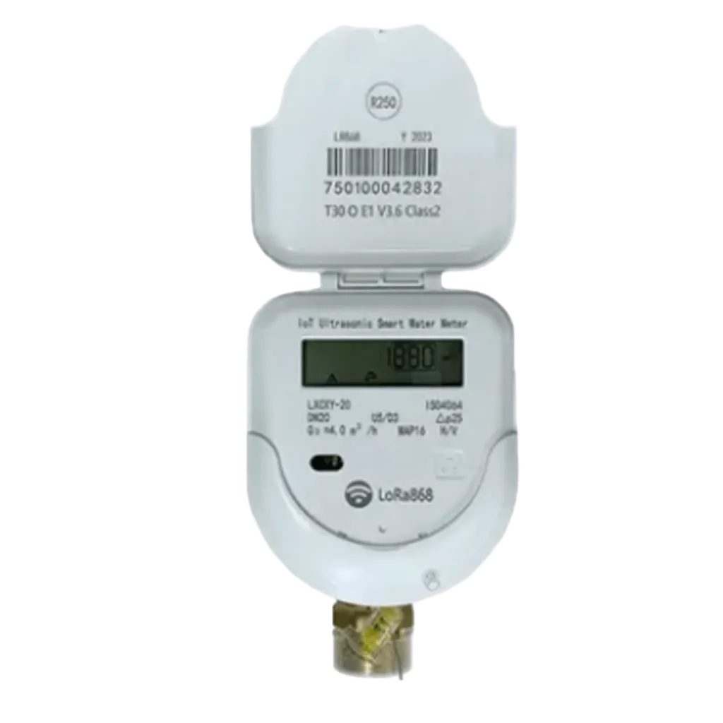 Medidor Ultrasónico de Agua / 3/4 de pulgada / Válvula Integrada / IoT LoRaWAN / IP68 / Bidireccional / LCD 9 Dígitos
