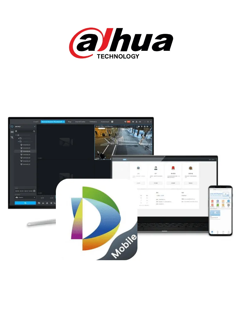 DAHUA MobileCenterBase - Licencia Base de Mobile Center para 16 Canales de video/ Solución Móvil Dahua/ 100 Usuarios en Línea/ Windows 10