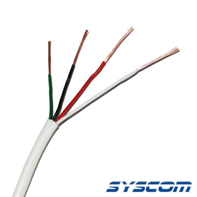 [SY-22-04/1000] Bobina de 305 Metros / Cable de Cobre / 4 x 22 AWG / Tipo Alarmas UL / Para Interior / Color Blanco / Para Aplicaciones de Alarmas de Intrusión / interfonos / TV Porteros / y Multi-Propósito/  Hecho en México
