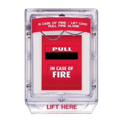 [STI-1200] Cubierta Protectora Serie Stopper II® De Policarbonato Super Resistente, Montaje Empotrado, Texto En Inglés, Sin Bocina